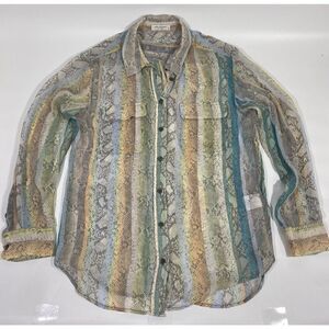 Equipment Femme Medium Delicate Silk Button up shirt Snake Skin Pastel Stripes‎